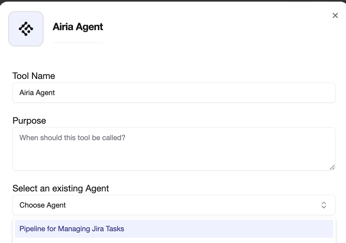 Agents Tool Dropdown
