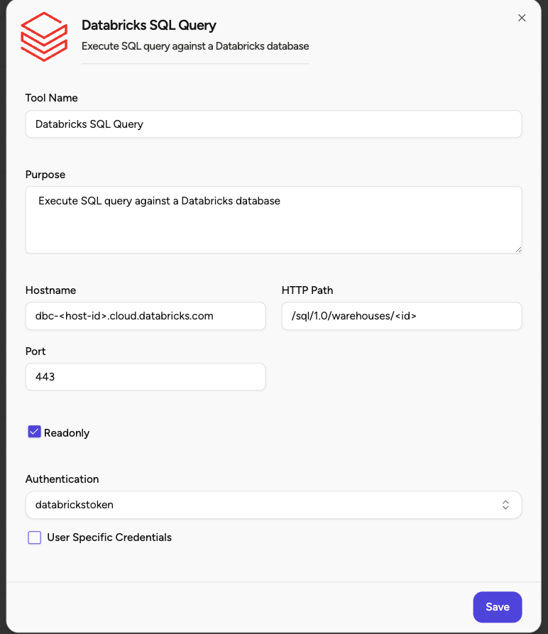 Add Databricks connection details