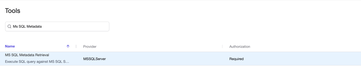 Add Ms. SQL metadata tool