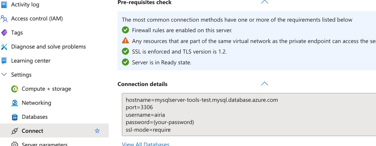 Retrieve MySQL connection details