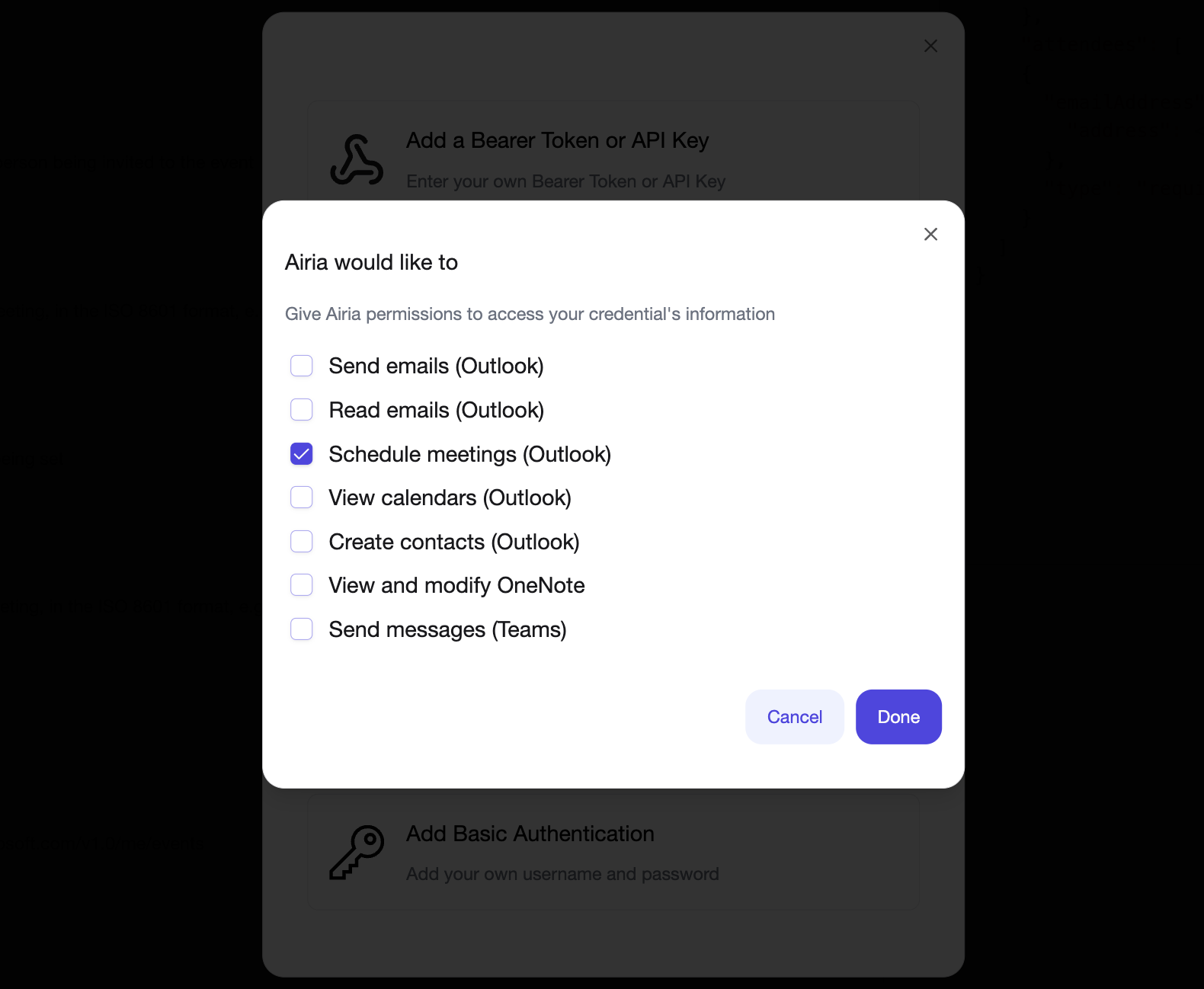 Permissions page