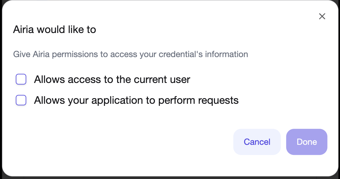 Permissions page