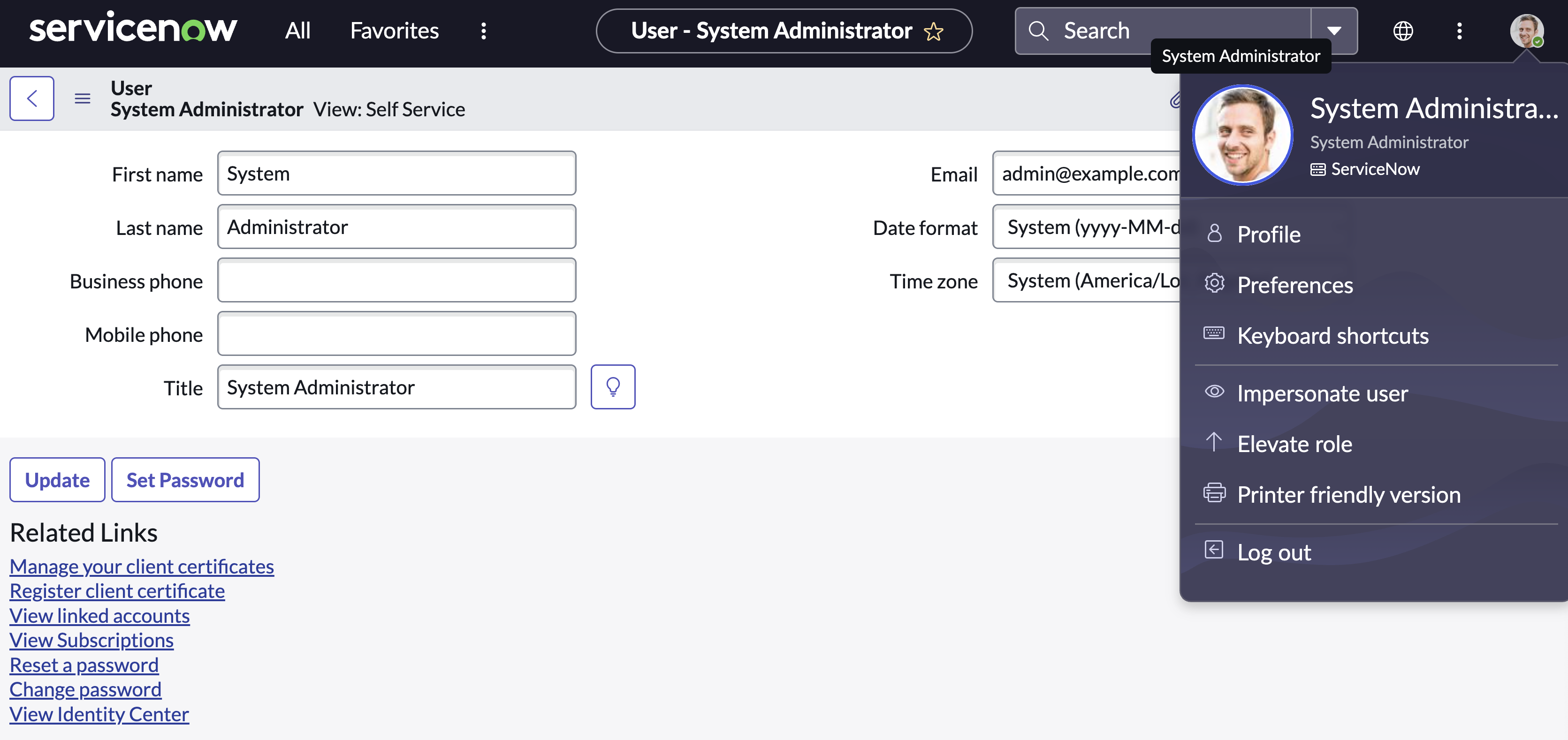 ServiceNow Profile